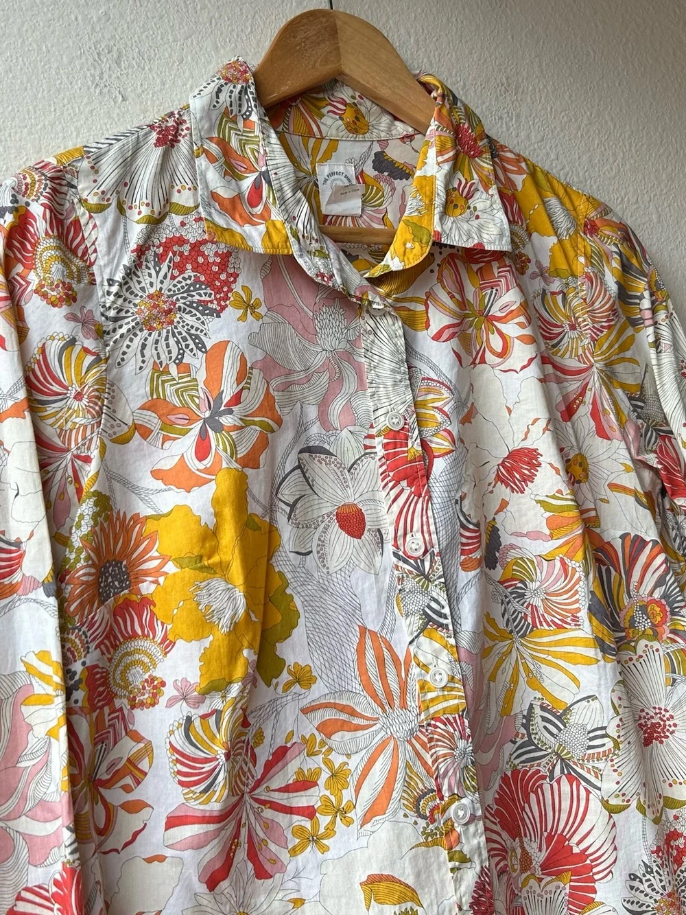 The Perfect Shirt for J. Crew Liberty of London Fabric Yellow Cream Floral Sz 6 - Picture 4 of 13